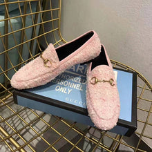 Load image into Gallery viewer, Gucci Women Gucci Jordaan Tweed Loafer 1.3 cm Heel-Pink