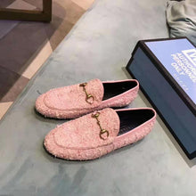 Load image into Gallery viewer, Gucci Women Gucci Jordaan Tweed Loafer 1.3 cm Heel-Pink