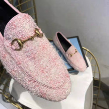 Load image into Gallery viewer, Gucci Women Gucci Jordaan Tweed Loafer 1.3 cm Heel-Pink