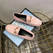 Load image into Gallery viewer, Gucci Women Gucci Jordaan Tweed Loafer 1.3 cm Heel-Pink