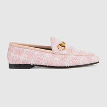 Load image into Gallery viewer, Gucci Women Gucci Jordaan Tweed Loafer 1.3 cm Heel-Pink