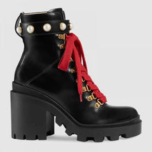 Load image into Gallery viewer, Gucci Women Gucci Leather Ankle Boot in Black Shiny Leather 7.6 cm