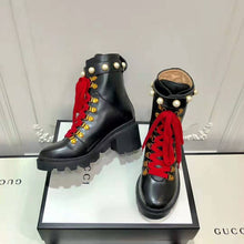 Load image into Gallery viewer, Gucci Women Gucci Leather Ankle Boot in Black Shiny Leather 7.6 cm