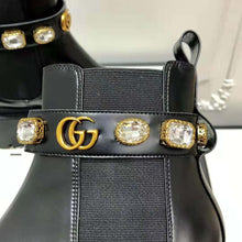 Load image into Gallery viewer, Gucci Women Gucci Leather Ankle Boot with Belt in Black Leather 6 cm Heel
