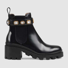 Load image into Gallery viewer, Gucci Women Gucci Leather Ankle Boot with Belt in Black Leather 6 cm Heel
