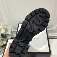 Load image into Gallery viewer, Gucci Women Gucci Leather Ankle Boot with Web in Black Shiny Leather 4.8 cm Heel