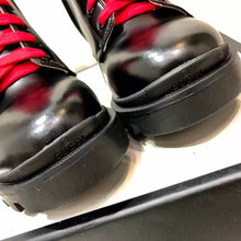 Load image into Gallery viewer, Gucci Women Gucci Leather Ankle Boot with Web in Black Shiny Leather 4.8 cm Heel