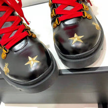 Load image into Gallery viewer, Gucci Women Gucci Leather Embroidered Ankle Boot in Black Leather 8.9 cm-Red