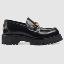 Load image into Gallery viewer, Gucci Women Gucci Leather Lug Sole Loafer in Black Shiny Leather 2.5 cm Heel