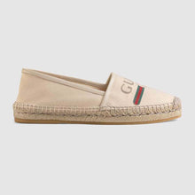 Load image into Gallery viewer, Gucci Women Gucci Logo Canvas Espadrille 2cm Platform-Beige