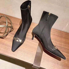 Load image into Gallery viewer, Gucci Women Gucci Zumi Mid-Heel Ankle Boot 7.7 cm Heel-Black