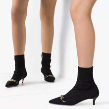 Load image into Gallery viewer, Gucci Women Gucci Zumi Mid-Heel Ankle Boot 7.7 cm Heel-Black