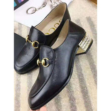 Load image into Gallery viewer, Gucci Women Horsebit Leather Loafer with Crystals 2.54cm Mirrored Heel-Black