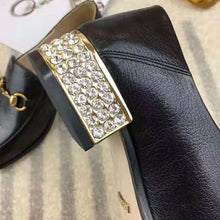 Load image into Gallery viewer, Gucci Women Horsebit Leather Loafer with Crystals 2.54cm Mirrored Heel-Black