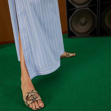 Load image into Gallery viewer, Gucci Women Interlocking G Cut Out Slide Sandal Beige Black Python Print Leather Flat