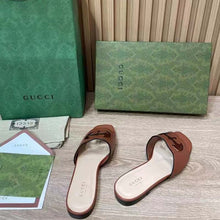 Load image into Gallery viewer, Gucci Women Interlocking G Cut Out Slide Sandal Cuir Leather Flat