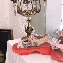 Load image into Gallery viewer, Gucci Women Leather and Mesh Sandal 4.6cm Height-Pink