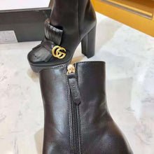 Load image into Gallery viewer, Gucci Women Leather Ankle Boot with Fringe Double G Hardware-Black