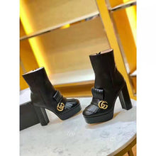 Load image into Gallery viewer, Gucci Women Leather Ankle Boot with Fringe Double G Hardware-Black