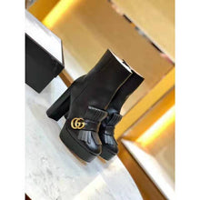 Load image into Gallery viewer, Gucci Women Leather Ankle Boot with Fringe Double G Hardware-Black
