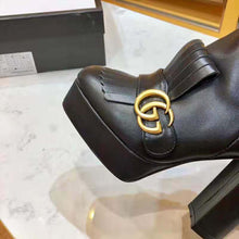 Load image into Gallery viewer, Gucci Women Leather Ankle Boot with Fringe Double G Hardware-Black