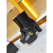 Load image into Gallery viewer, Gucci Women Leather Ankle Boot with Fringe Double G Hardware-Black