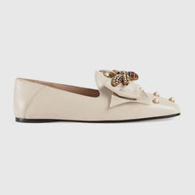 Load image into Gallery viewer, Gucci Women Leather Ballet Flat with Bow White