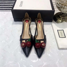 Load image into Gallery viewer, Gucci Women Leather Cherry Pump Shoes-Black