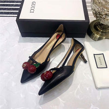 Load image into Gallery viewer, Gucci Women Leather Cherry Pump Shoes-Black