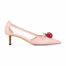 Load image into Gallery viewer, Gucci Women Leather Cherry Pump Shoes-Pink