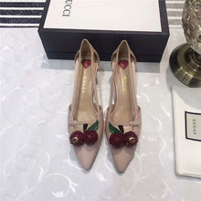 Load image into Gallery viewer, Gucci Women Leather Cherry Pump Shoes-Pink