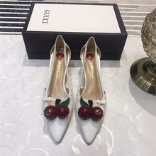 Load image into Gallery viewer, Gucci Women Leather Cherry Pump Shoes-White