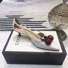 Load image into Gallery viewer, Gucci Women Leather Cherry Pump Shoes-White