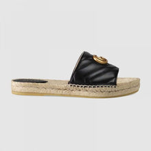 Load image into Gallery viewer, Gucci Women Leather Espadrille Sandal-Black