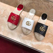 Load image into Gallery viewer, Gucci Women Leather Espadrille Sandal-Black