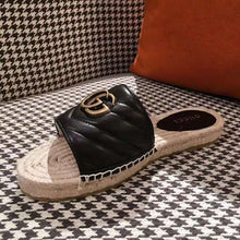 Load image into Gallery viewer, Gucci Women Leather Espadrille Sandal-Black