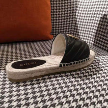 Load image into Gallery viewer, Gucci Women Leather Espadrille Sandal-Black