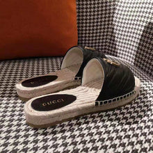 Load image into Gallery viewer, Gucci Women Leather Espadrille Sandal-Black
