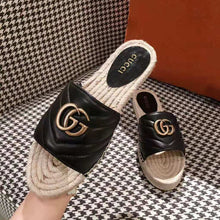 Load image into Gallery viewer, Gucci Women Leather Espadrille Sandal-Black