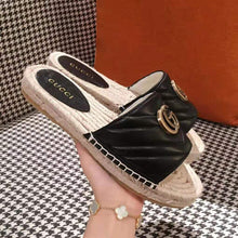 Load image into Gallery viewer, Gucci Women Leather Espadrille Sandal-Black