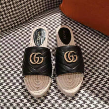 Load image into Gallery viewer, Gucci Women Leather Espadrille Sandal-Black