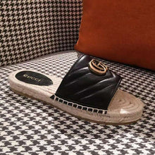 Load image into Gallery viewer, Gucci Women Leather Espadrille Sandal-Black