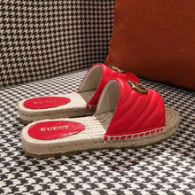 Load image into Gallery viewer, Gucci Women Leather Espadrille Sandal-Red