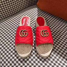 Load image into Gallery viewer, Gucci Women Leather Espadrille Sandal-Red
