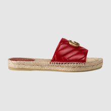 Load image into Gallery viewer, Gucci Women Leather Espadrille Sandal-Red