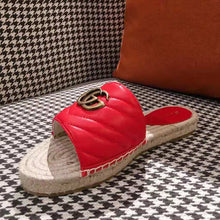 Load image into Gallery viewer, Gucci Women Leather Espadrille Sandal-Red