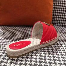 Load image into Gallery viewer, Gucci Women Leather Espadrille Sandal-Red