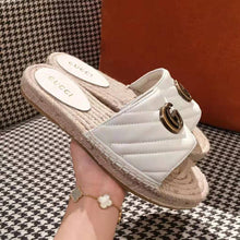 Load image into Gallery viewer, Gucci Women Leather Espadrille Sandal-White