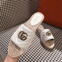 Load image into Gallery viewer, Gucci Women Leather Espadrille Sandal-White