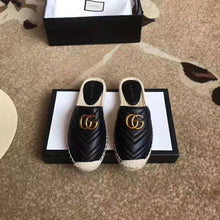 Load image into Gallery viewer, Gucci Women Leather Espadrille with Double G in 2 cm Height-Black